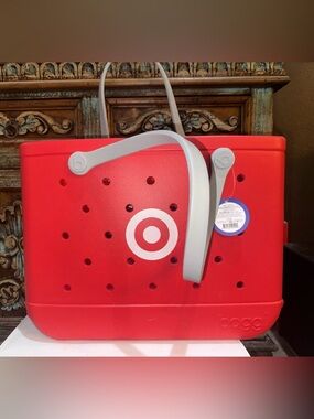 NWT Limited Edition Target x Bogg Bag Red Tote with Gray Handles